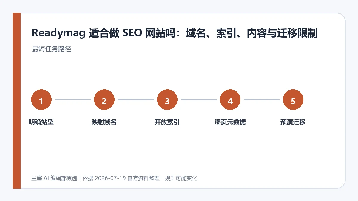 从网站类型、域名与索引设置到内容规模和迁移要求判断 Readymag 是否适合 SEO 网站